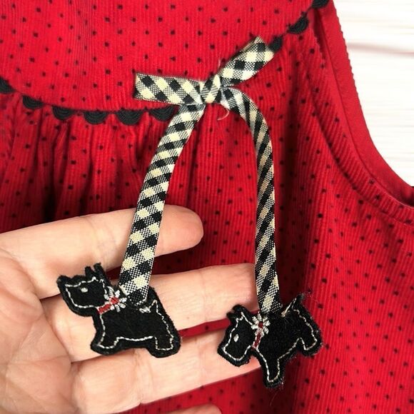 L g Fashions Vintage Red Cotton Corduroy Jumper with Scottish Terriers 18 month - Picture 5 of 12